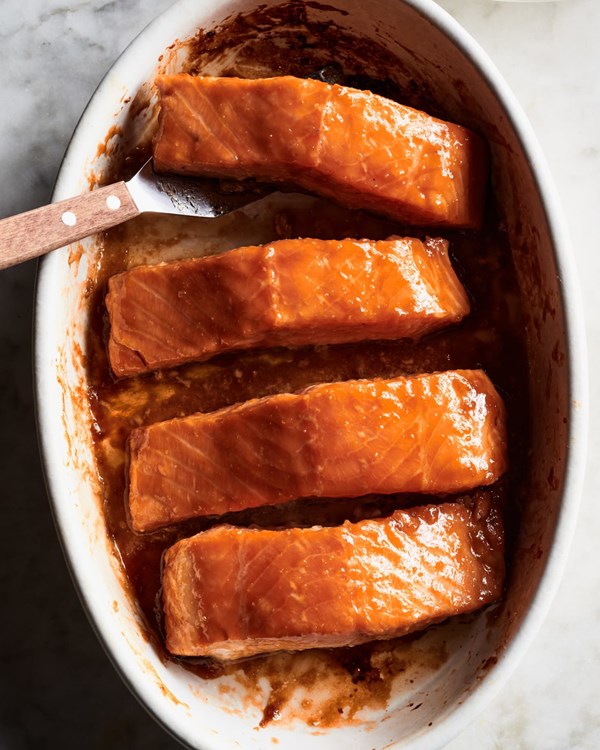 Maple-glazed salmon