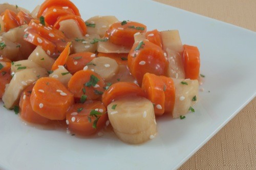 Maple-glazed vegetables