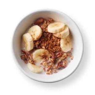 Maple granola with banana & almond milk