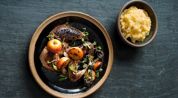 Maple-juniper roast pheasant