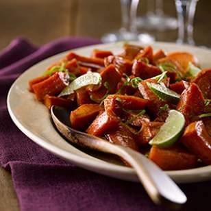 Maple-lime roasted sweet potatoes