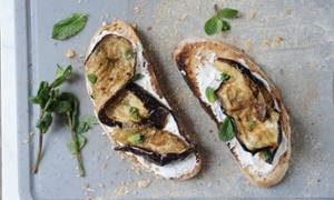 Maple marinated aubergines