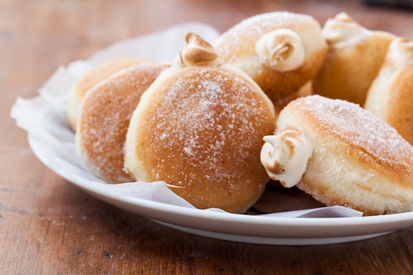 Maple meringue filled doughnuts