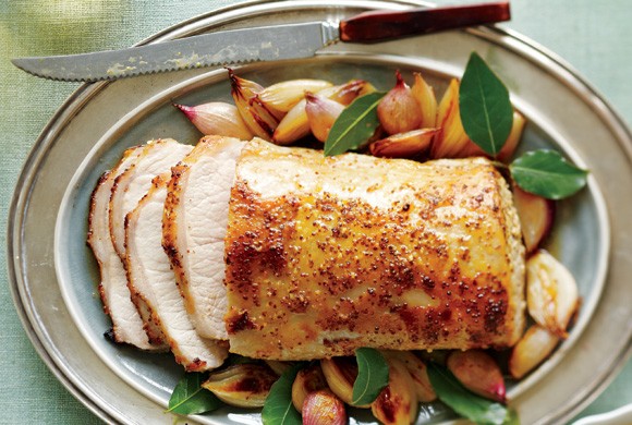 Maple, mustard and Riesling roast pork