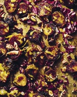 Maple-mustard Brussels sprouts with radicchio and pecans