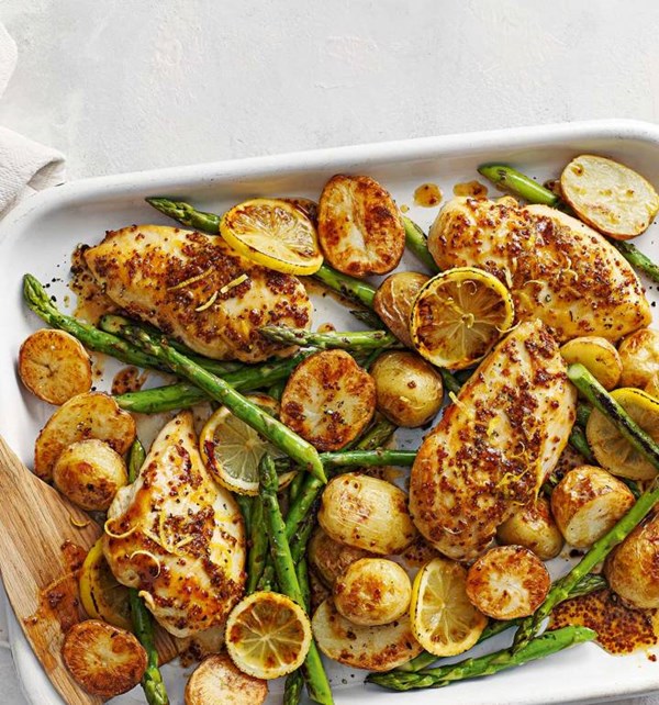 Maple mustard chicken traybake