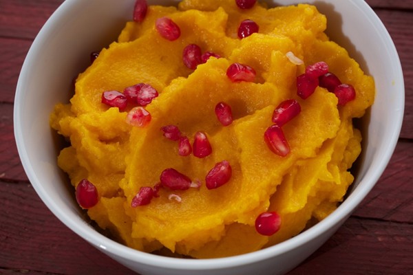 Maple orange squash puree with pomegranate