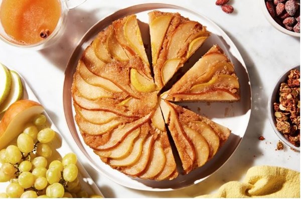 Maple-pear upside-down cake