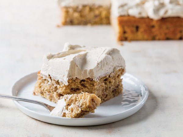 Maple-pecan apple cake with maple buttercream