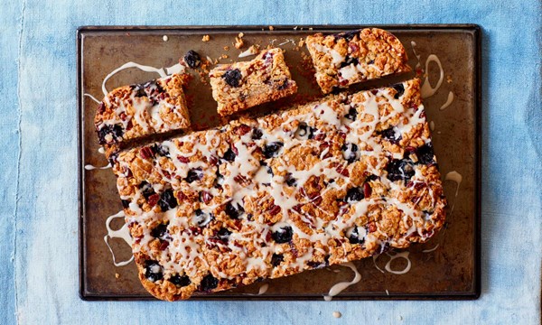 Maple pecan blueberry flapjack