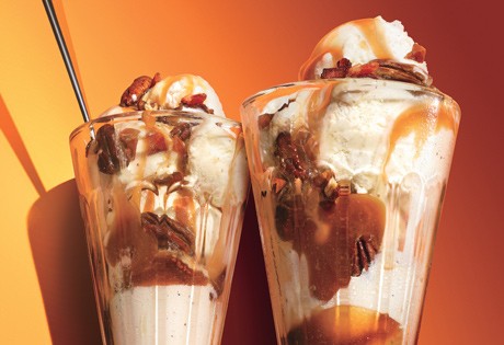 Maple-pecan sundaes with candied bacon
