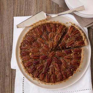 Maple pecan tart with dried cherries