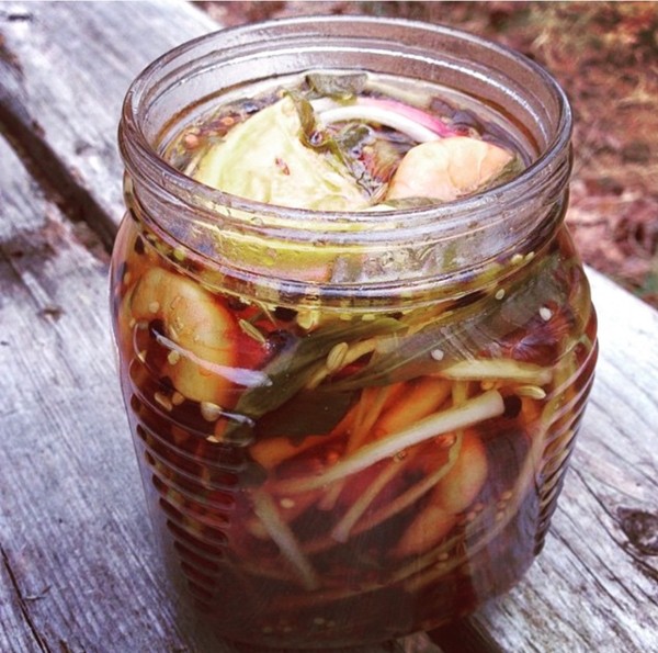 Maple pickled shrimp & ramps