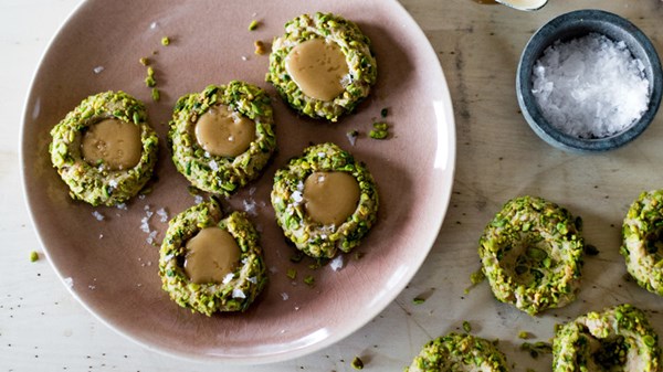 Maple-pistachio thumbprints