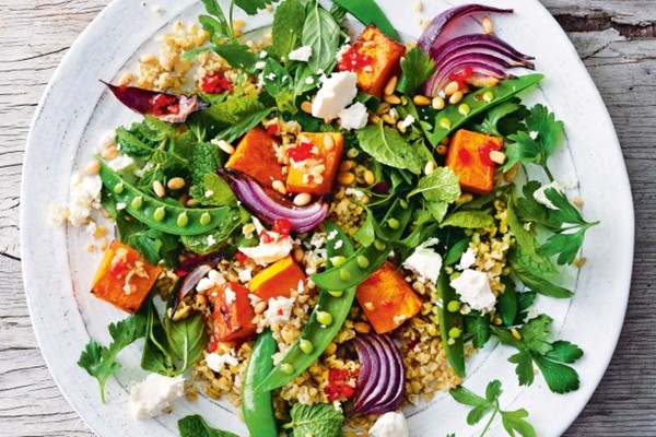 Maple roast pumpkin and freekeh salad