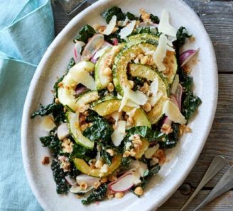 Maple-roasted marrow on cavolo nero salad 