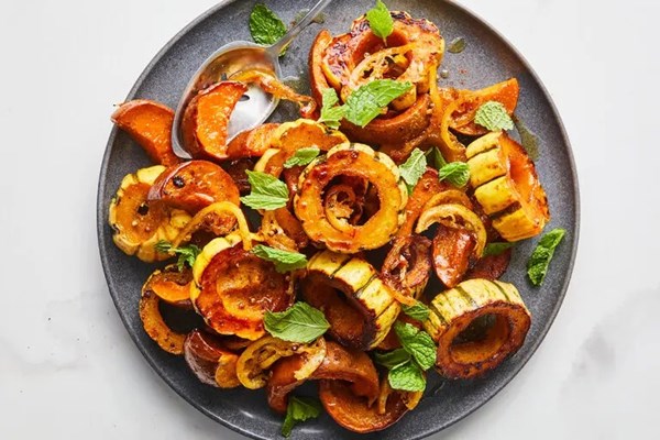Maple-roasted squash with charred lemon