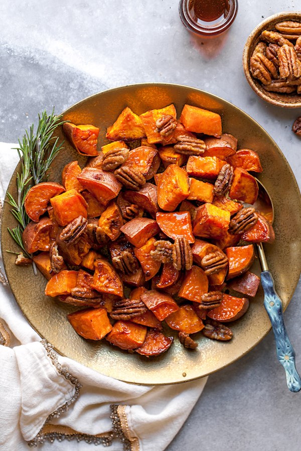 Maple roasted sweet potatoes