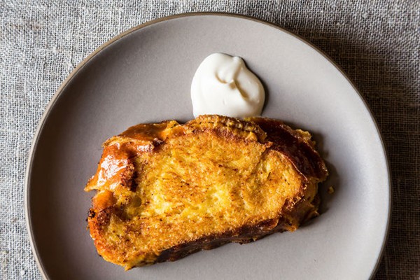 Maple rosemary French toast with vanilla crème fraîche