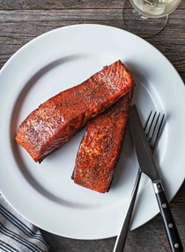 Maple smoked grilled salmon