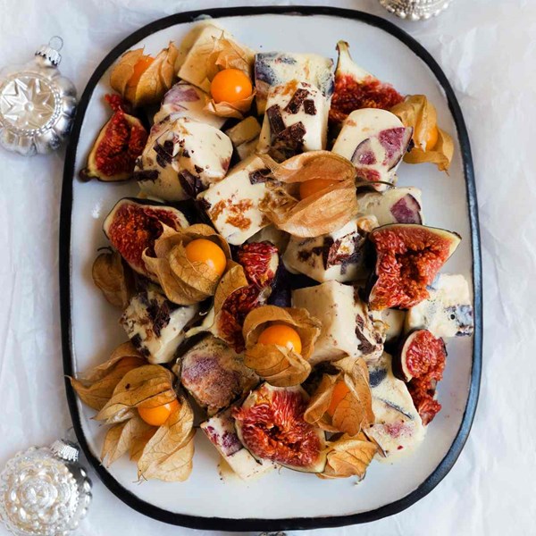 Maple syrup and fig ice cream terrine