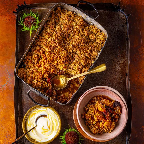 Maple toffee apple and pear crisp