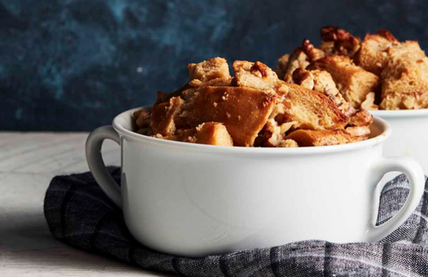 Maple walnut bread pudding