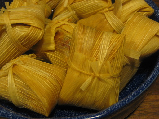 Maplelicious sweet tamales with guajillo-chocolate sauce