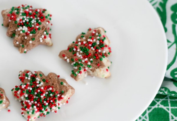 Marble chocolate peppermint spritz cookies