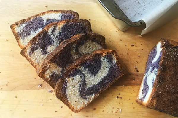 Marbled blueberry pound cake