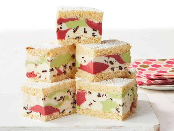 Marbled brioche ice cream sandwiches 