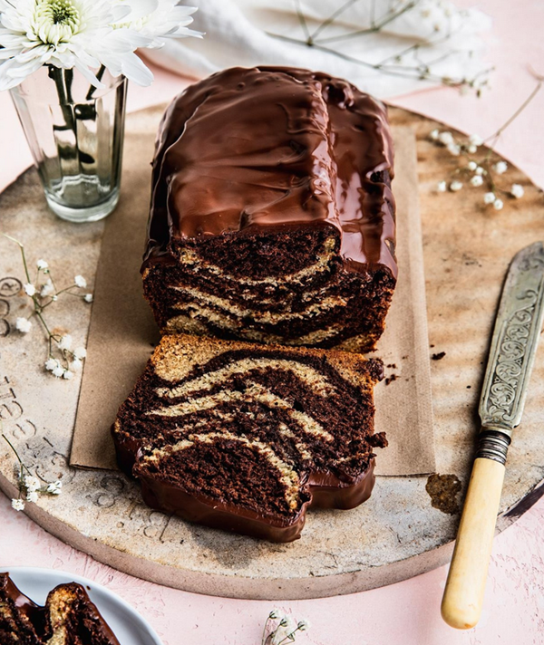 Marbled chocolate banana loaf