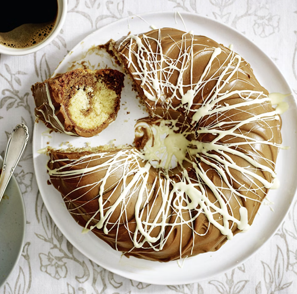 Marbled coffee ring cake