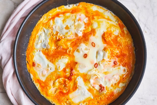 Marbled egg omelette with nam pla