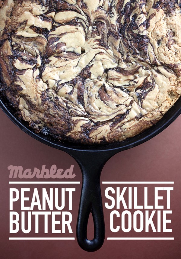 Marbled peanut butter skillet cookie