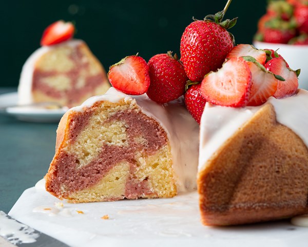 Marbled strawberry bundt cake