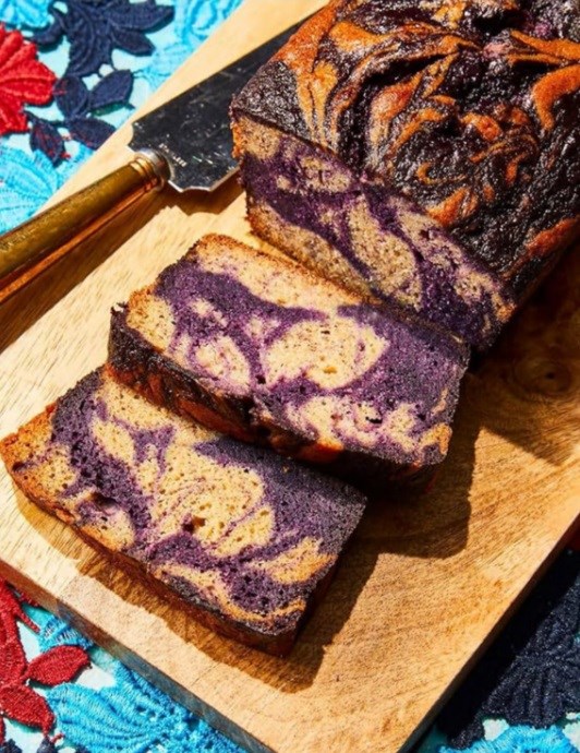 Marbled ube banana bread