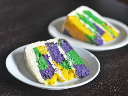 Mardi Gras tie-dye cake