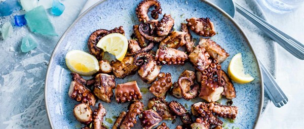 Marinated and grilled octopus