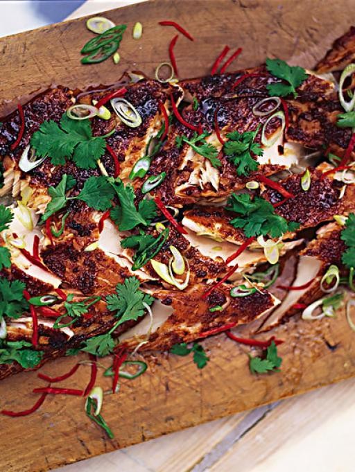 Marinated and grilled salmon