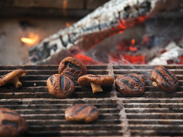 Marinated and grilled shiitakes