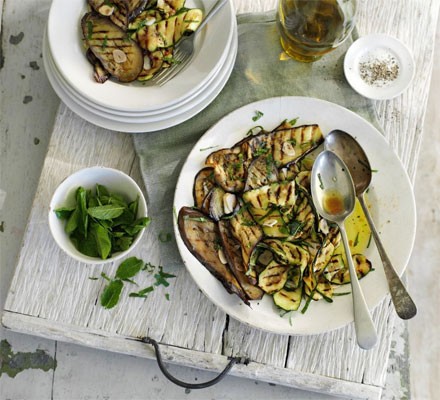Marinated aubergine and courgette with mint