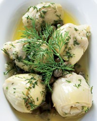 Marinated baby artichokes with dill and fresh ginger