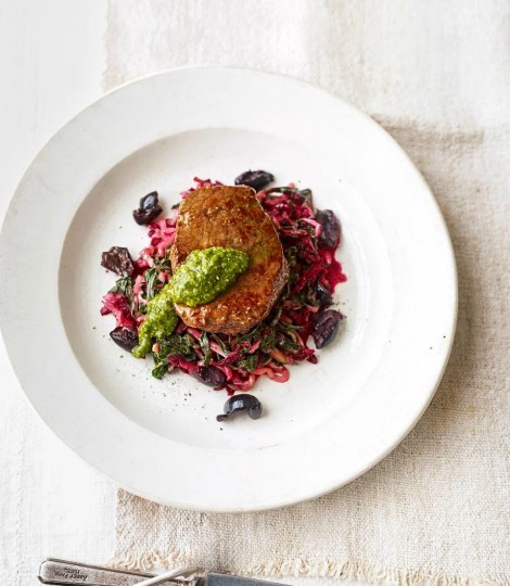 Marinated beef pesto