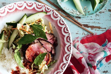 Marinated beef with Asian slaw