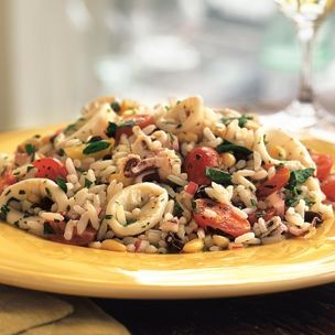Marinated calamari and rice salad