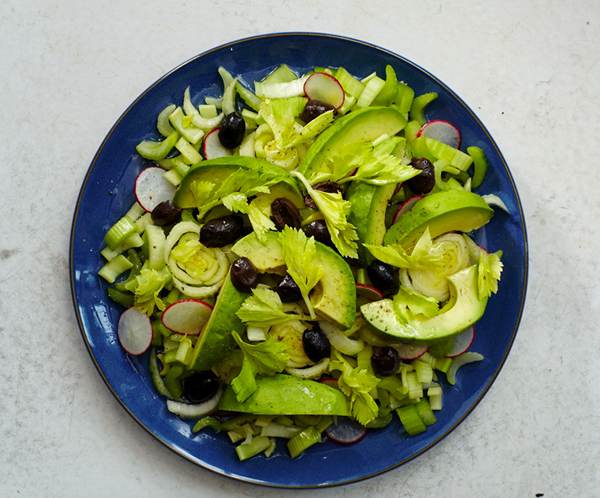 Marinated celery and avocado salad