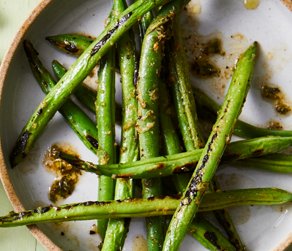 Marinated charred green beans