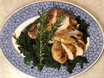 Marinated chicken breast and kale