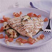 Marinated chicken, ribbon courgettes and tomato salsa